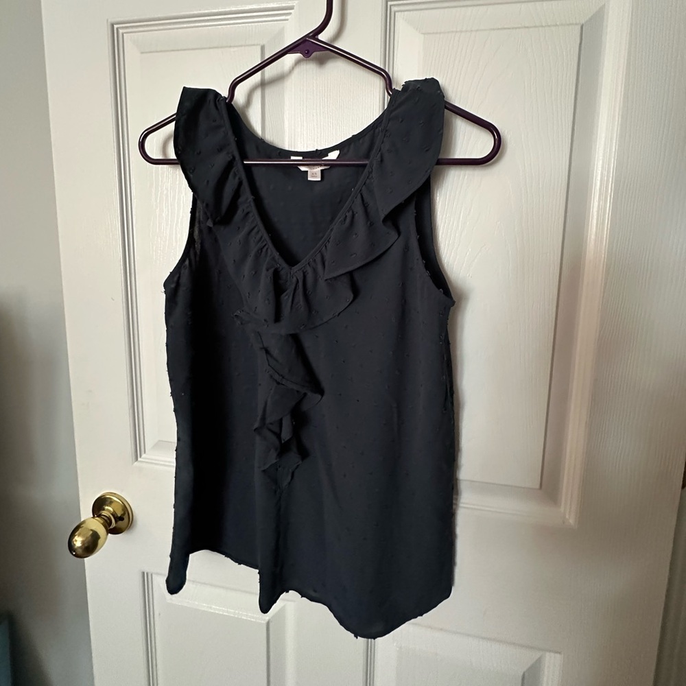 LC Lauren Conrad Black Ruffled Blouse